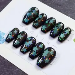 ブラック　マグネットネイル　星　ギャラクシー　韓国　ワンホン