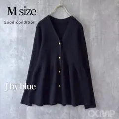 美品✨J by blue ペプラムカーディガン 金ボタン 黒