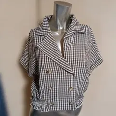 NICE CLAUP　ギンガムチェック半袖シャツ