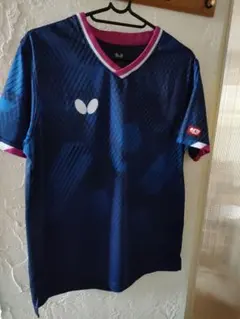 Butterfly VネックTシャツ Lサイズ ネイビー