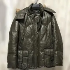 NICOLEレザーダウンジャケットフード付きジャケット