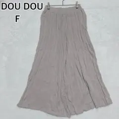 【DouDou】ライトグレー プリーツニットワイドパンツ F i5093のサムネイル