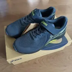 asics キッズ スニーカー グレー/ネオンイエロー