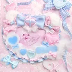 ハンドメイド　名札ケース　名札デコ　猫耳　猫　硬質ケース　横向き　水色　ピンク