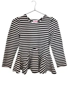 mezzo piano メゾピアノ ボーダーペプラム トップス　フリル