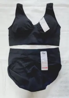 【２セット】しまむら FIT INNER 成型編み ブラ＆ショーツ L 黒のサムネイル