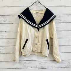 セーラー襟カーディガン 綿100 Mサイズ レトロガーリー 韓国風衣装