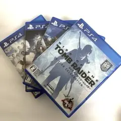 【PS4ソフト4本】トゥームレイダー／ドラクエヒーローズ／FF15／龍が如く維新