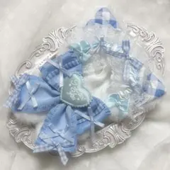 ぬい服　着ぐるみ　10〜12cm用　白 水色 ねこ チェーンフック付き