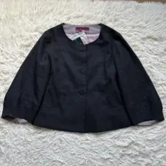 新品タグ付き✨ナノユニバース　ノーカラージャケット　ツイード　袖変形　七分袖