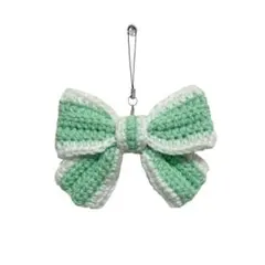 編み物 ハンドメイド リボン チャーム キーホルダー