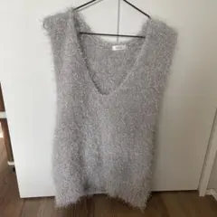 LOWRYS FARM グレー Vネック ニットベスト