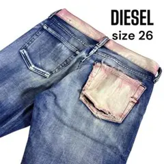 【希少】 ディーゼル デニム ピンクウエスト ピンクポケット ダメージ y2k