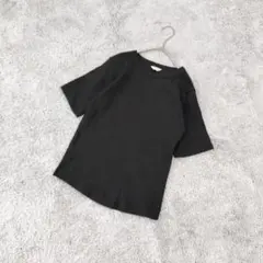 C499【アメリカンホリック】Tシャツ/黒/リブ編み/シンプル/Mのサムネイル