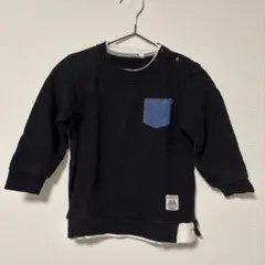 デニムポケット付き　黒　トレーナー 90cm