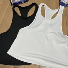 ヨガ服 タンクトップ 2枚セット 黒 白S