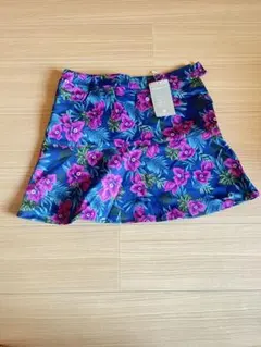 フレアスカート 青紫花柄 ゴルフウェア