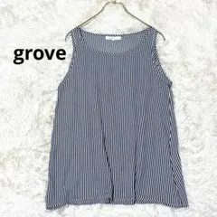 グローブ タンクトップ ストライプ柄 Aライン ノースリーブ レイヤード 丈長め