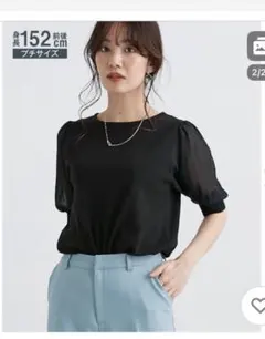 ニッセン シフォン 半袖ニット 黒のサムネイル