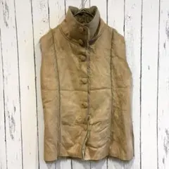 【新品】イダーナ　ベスト フェイクスエード　ニット　ファー　キャメル　L