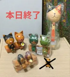 バリ雑貨 アニマル５点セット（ベンチCAT DOG カエル　マラカス　ミニ猫）