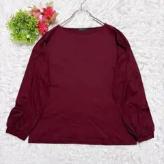 【7-IDconcept. 】カットソー（38）ボルドー リヨセル混 袖バルーンのサムネイル