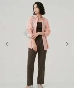 GLOBALWORK ウツクシシルエットＤＲＹイージーパンツ　ブラウン　Lサイズのサムネイル