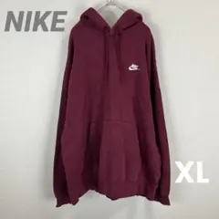 NIKE パーカー ボルドー 刺繍ロゴ メンズ XL 裏起毛