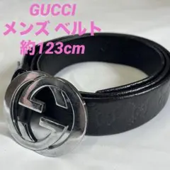 GUCCI 黒 レザーベルト ダブルGロゴ 123cm ジャンク