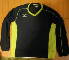 Mizuno Vネックジャケット M 黒/黄緑 シャカシャカ