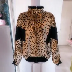 伊太利屋 イタリヤ レオパード ベルベット風ジャンパー