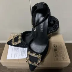 ビジュー付きブラックパンプス 2点