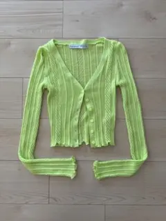 Bershka ネオングリーンカーディガン XS