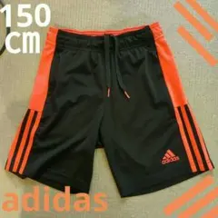 adidas　ショートパンツ　ハーフパンツ　 黒/蛍光オレンジ