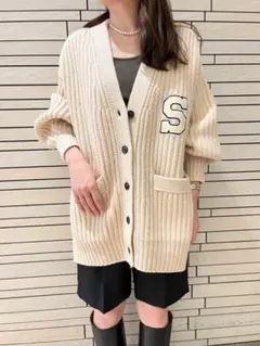 美品☆Spick & Span レターマンビッグカーディガン ローゲージ ニット