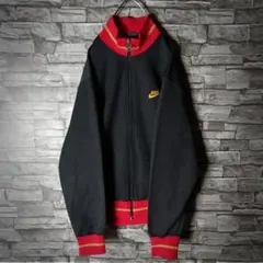 美品80ｓ☆ナイキジャージ 紺タグ バイカラー 刺繡ロゴ リブライン 日本国内製