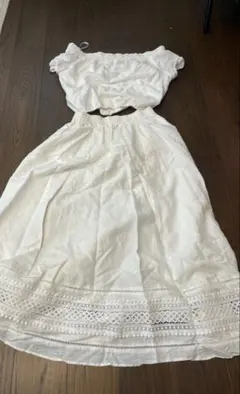 ミラオーウェン　オフショルダー&スカートセットコットン ワンピース ホワイト