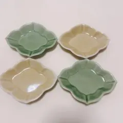 ミニプレート　小皿　4枚　和花　グリーン　ベージュ　緑　ナチュラルキッチン
