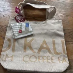 KALDI2026食品福袋バッグ　もへじ手ぬぐいエコバッグ