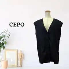 zk380【M】CEPO ベスト ノースリーブ Vネック 前開き ボタン付きのサムネイル