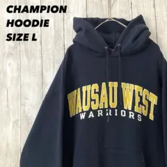 チャンピオン　カレッジプリントスエットパーカー　サイズLネイビー　アメリカ古着