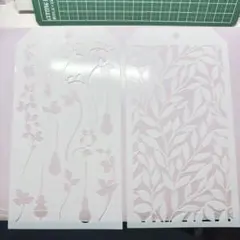 ステンシルシート 2枚セット コラージュ素材 背景 模様