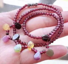 天然石 トルマリン. ロードライトガーネット ネックレス（番号A1071）