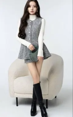 タグ付き 新品未使用 GRL フリージアツイードベスト ショートパンツセット