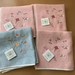 Laura Ashley シルク刺繍タオルハンカチ 2色セット