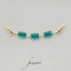 【みどり】キラッと輝く、スクエア硝子のストールクリップ　入学式　卒業式　着物　緑