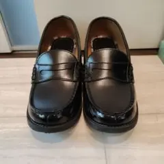 黒 ローファー 合成皮革 5cmヒール