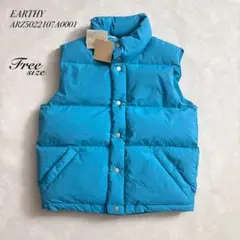 ☆WEB完売　earthy ハイブリッドダウンベスト　ブルー　撥水　防寒のサムネイル