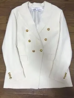 ZARA ホワイト ダブルブレスト ジャケット M