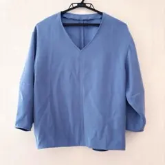 アンタイトル UNTITLED 麻混 ブラウス 04 ライトブルー 五分袖 美品 
